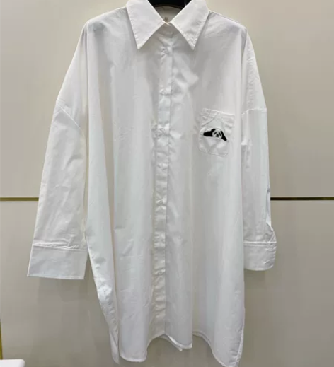 欧阳娜娜同款春秋可爱熊猫衬衫裙廓形宽松BF...