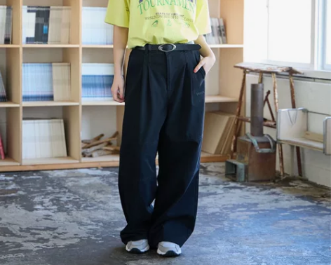 PAGEBOYLIM宽松棉质斜纹休闲裤男女...