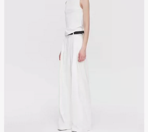 白弓「云朵裤」中高腰宽松阔腿休闲裤女202...