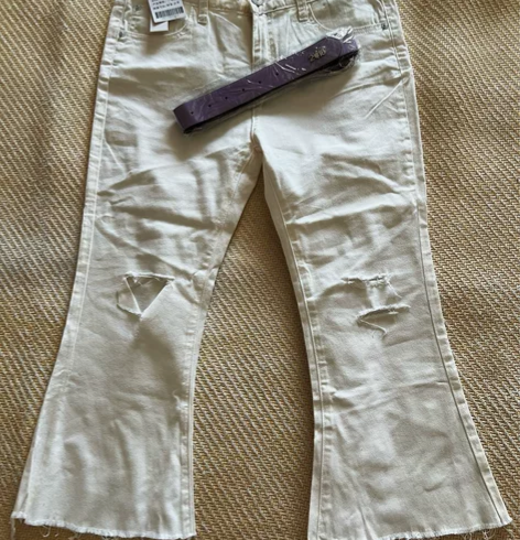 外贸新品，白色全棉牛仔七分裤！ 全新带吊牌...