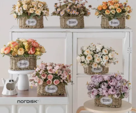 RoomTour欧式玫瑰花餐桌花摆花假花仿...