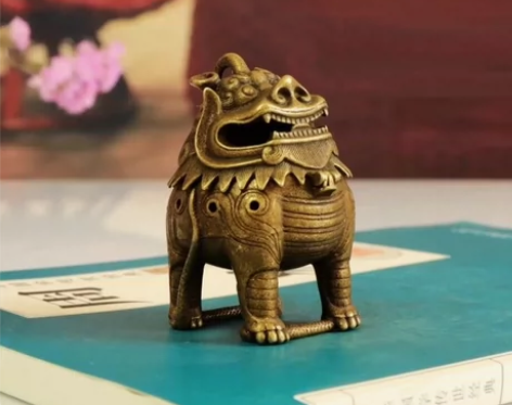 铜朝天吼不掉色招财进宝瑞兽香炉摆件复古黄铜...