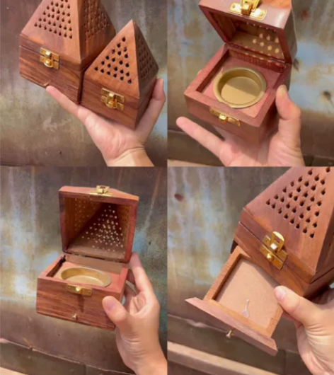 【特价】微瑕全新实木塔香炉（子母款） 打包...