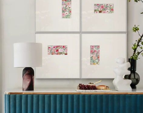 【全新】现代新中式花卉装饰画中古风留白入户...