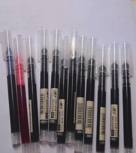 得力的直液式走珠笔，一个十黑一红一蓝，全新...