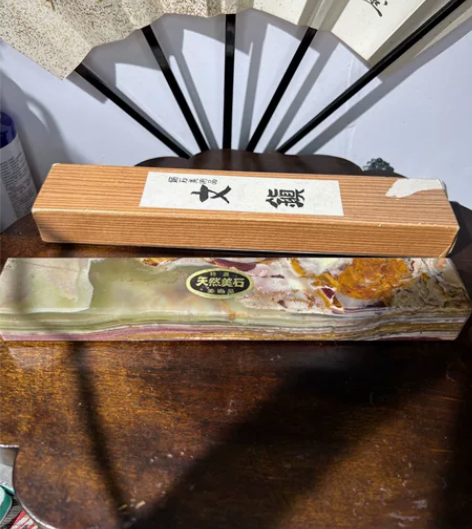 日本进口特选天然大理石美石镇纸文镇一枚 品...