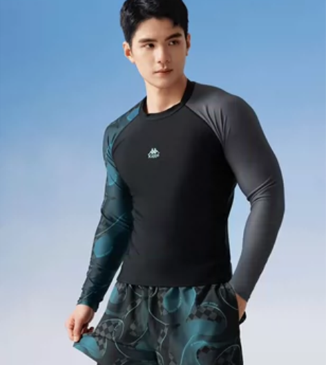 Kappa男士泳衣泳裤套装长袖防晒成人大码...