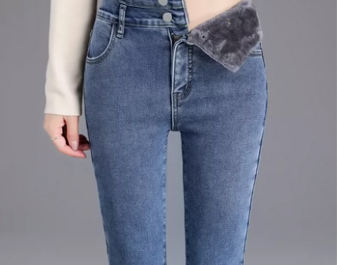 秋冬牛仔裤女士2024年新款高腰冬季显高显...
