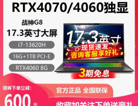 神舟战神Z8D6电脑RTX4060/405...