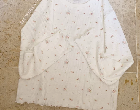 ?复古华夫格 小碎花 小熊 木耳花边 内搭...