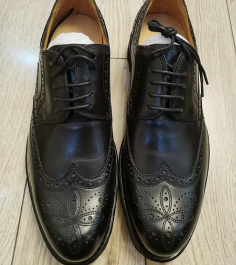 黑色真皮鳄鱼皮布洛克皮鞋 全新仅上脚试穿 ...