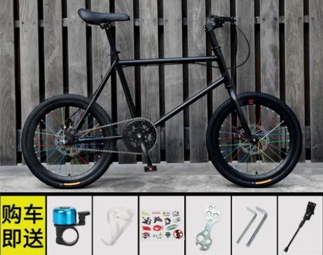 新型死飞自行车活飞实心胎公路赛车小轮碟刹单...