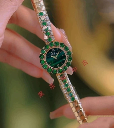 Vintage中古表彩宝镶嵌手链表天然孔雀...