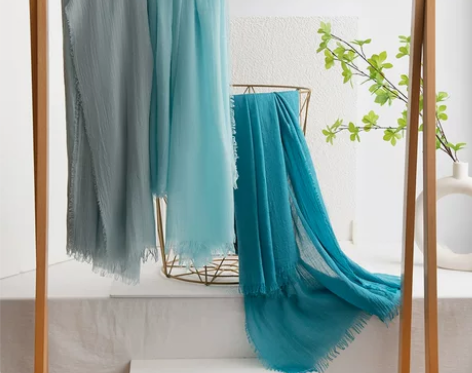 春秋夏季棉麻围巾纯色简约通勤薄款防晒披肩女...