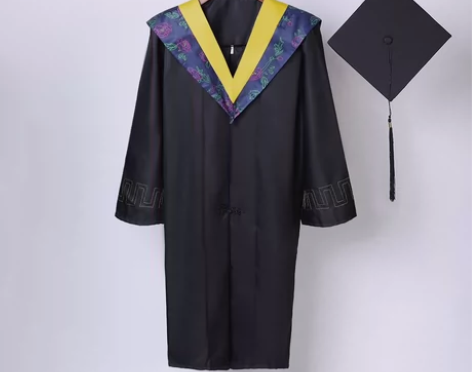 付邮送 工科学士服黄领 学士服+帽子一套 ...