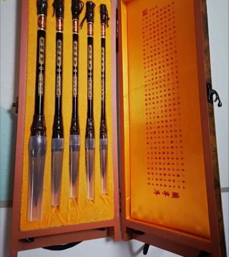 狼毫毛笔五支装成人书法大中小楷长峰 毛笔带...