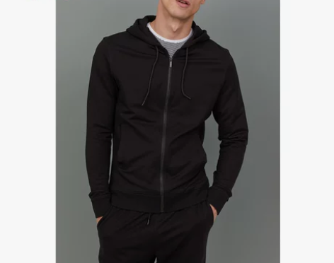 HM 男装情侣卫衣男百搭时尚修身连帽拉链外...