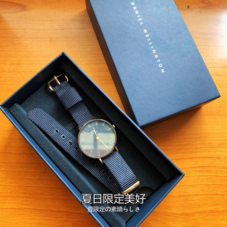DW手表男 女款编织钢带腕表32mm情侣女...