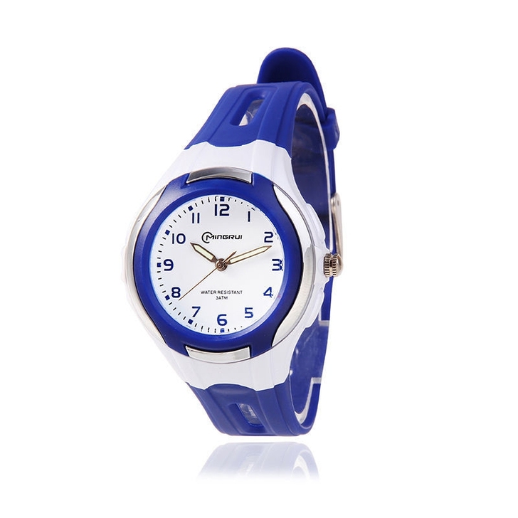 儿童手表女孩游泳防水男孩指针夜光石英表中小...