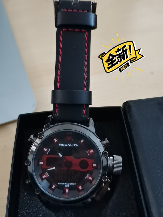 闲置潮牌美式手表男大盘休闲双显运动表个性电...