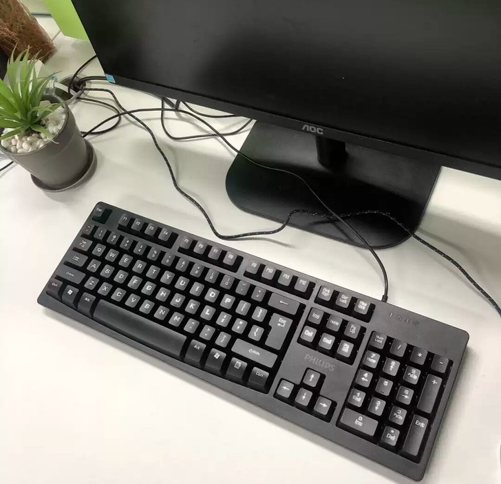 飞利浦电脑键盘鼠标套装有线USB静音无声台...