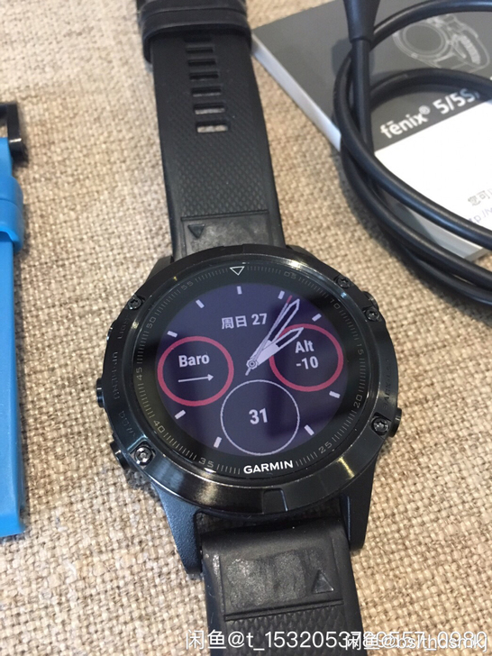 佳明fenix5心率表国行中文蓝宝石碳镀D...