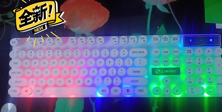 朋克复古发光键盘鼠标套装机械手感防水悬浮办...