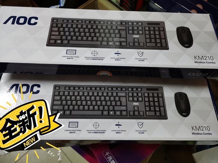 全新AOC KM210无线键盘鼠标套装，大...
