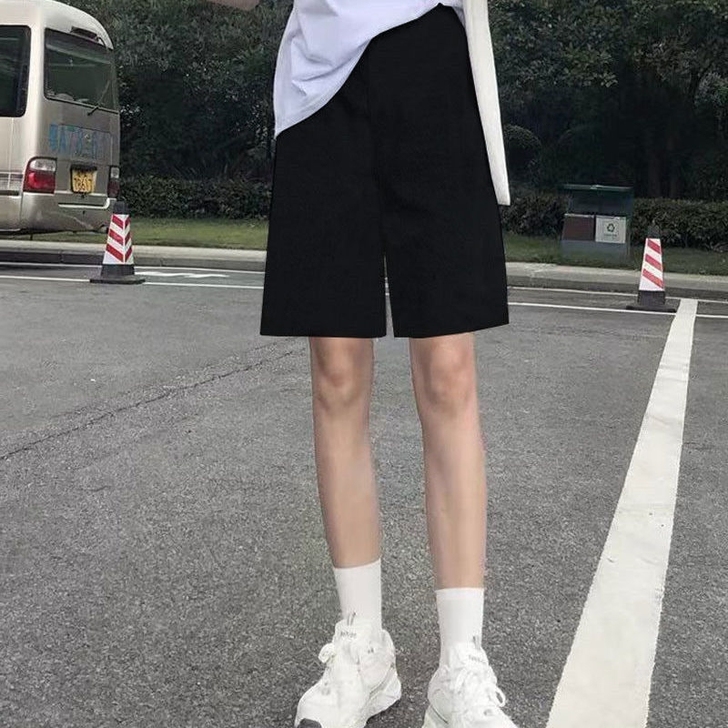 黑色五分休闲运动短裤女学生韩版宽松显瘦百搭...