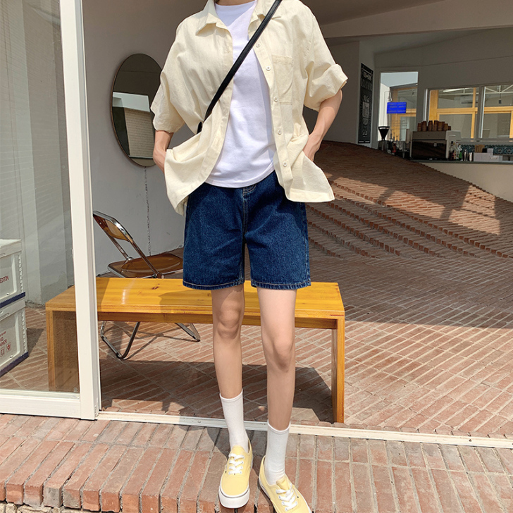 五分牛仔裤女宽松夏季直筒阔腿高腰显瘦202...