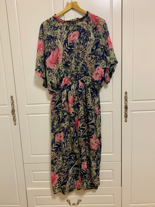 欧洲站夏季新款雪纺收腰碎花长款连衣裙波西米...