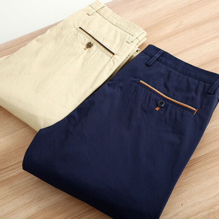 夏季薄款男士纯棉休闲裤小直筒休闲裤子长裤