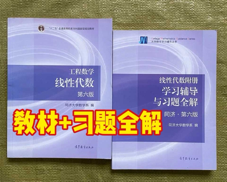 【正版包邮】线性代数第六版+习题全解 同济...
