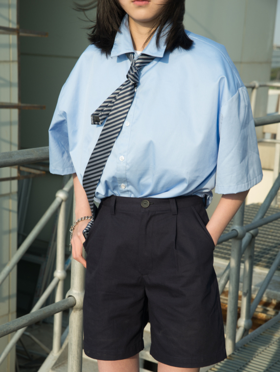 烏冬自制2018春夏（頭脳）藏青色休闲工装...