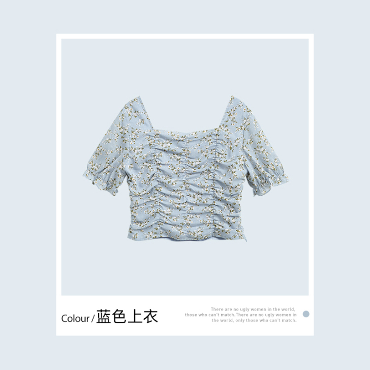 阔色碎花雪纺连衣裙夏女韩版超仙森系娃##a...