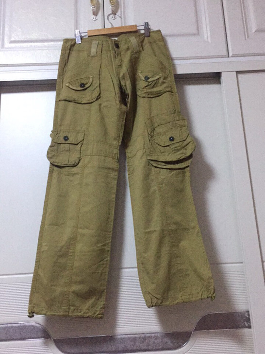 2021春夏新款复古工装阔腿裤中性风纯棉学...