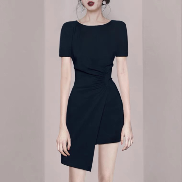 轻奢法式名媛气质设计感不规则裙2021夏季...