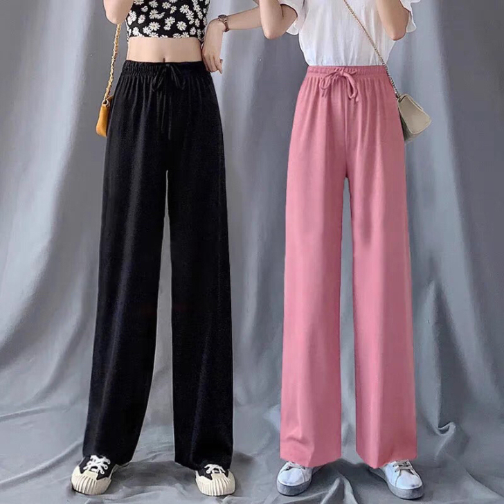 高腰冰丝阔腿裤