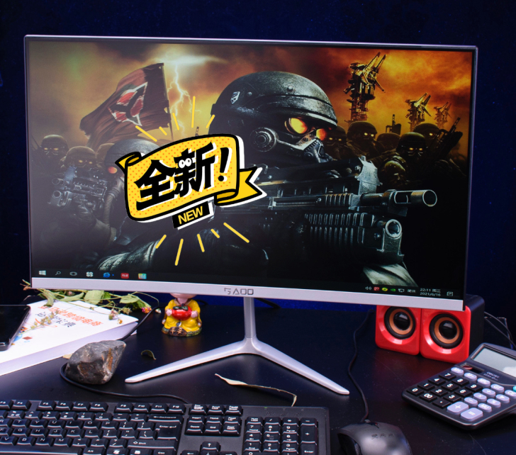 全新24寸曲面无边框显示器斑点屏，电脑显示...