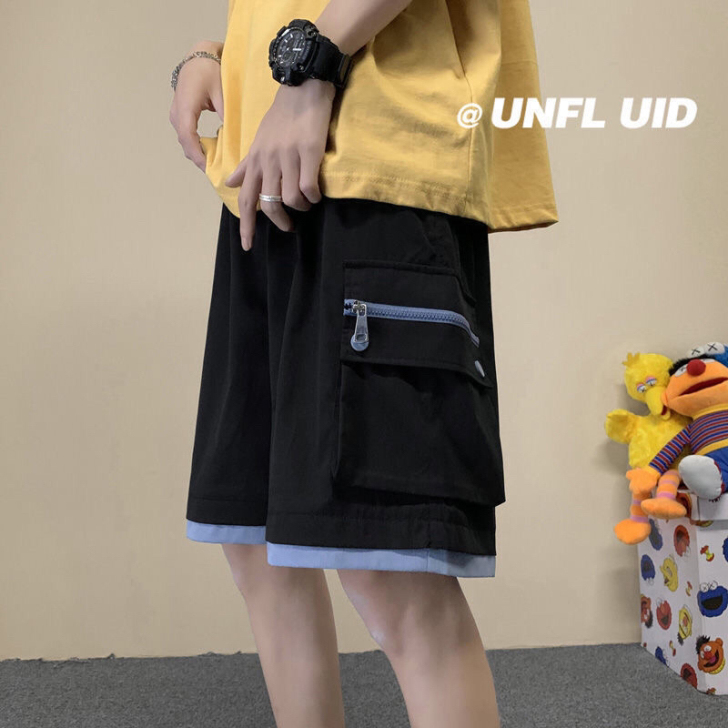 港风工装休闲短裤男生宽松潮牌ins夏季百搭...