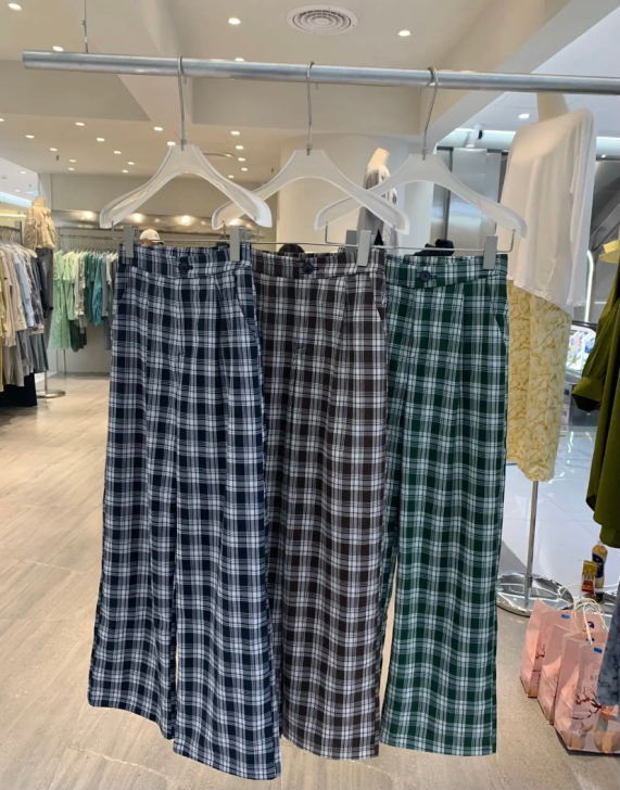 笑笑家格子西裤 绿色 l码