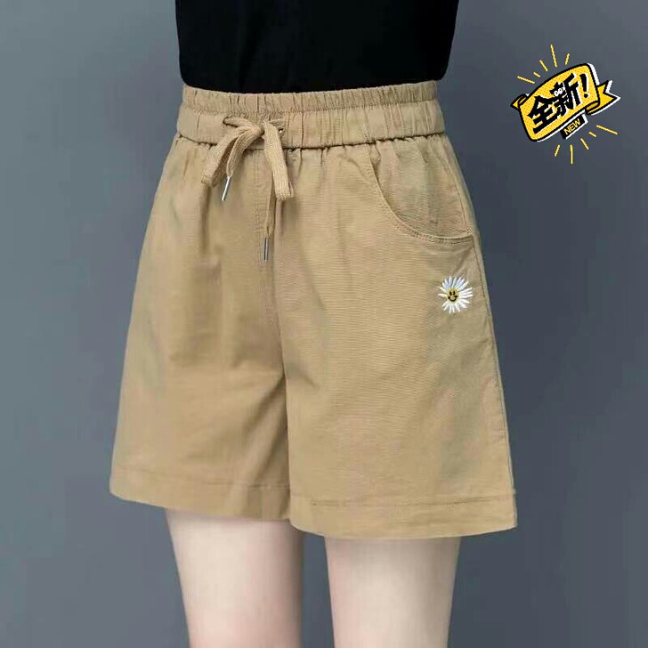 工厂直发纯棉五分裤女夏季薄款宽松高腰显瘦女...