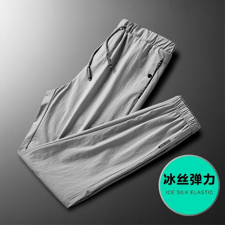 高品质夏季冰丝裤子男韩版潮流休闲裤男宽松束...