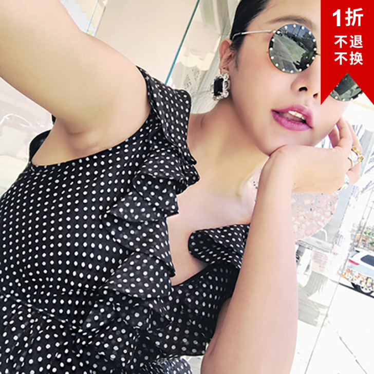 180528咖啡圆点印花连体裤