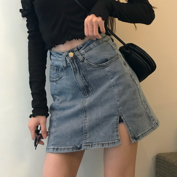 kumayes半身裙女2021夏季新款高腰...