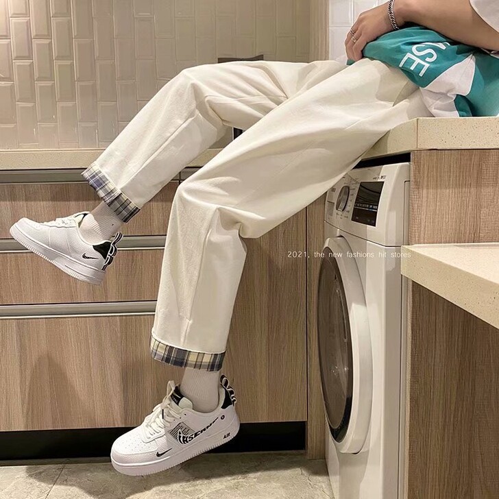 裤子男夏季高街ins直筒oversize韩...