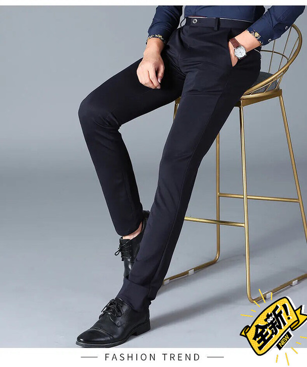 西裤男夏季薄款冰丝休闲裤男高弹力商务直筒韩...