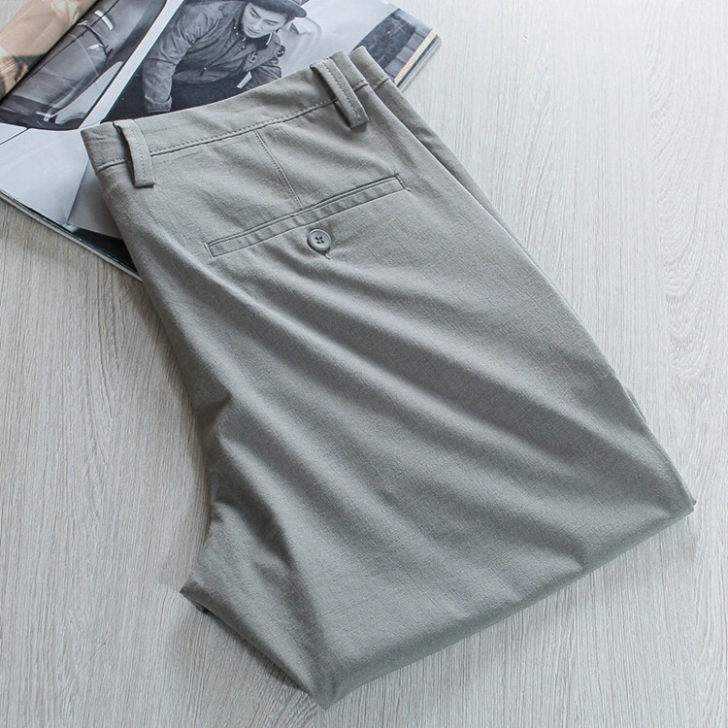 清爽细致！夏季薄款男士修身直筒休闲裤  夏...