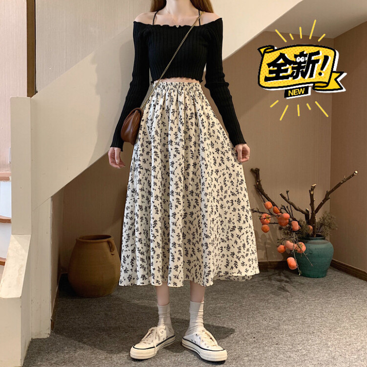 【低价】碎花裙春秋夏季女装垂感半身裙202...