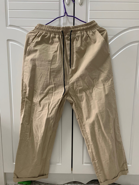 日系卡其色阔腿裤子原宿风复古